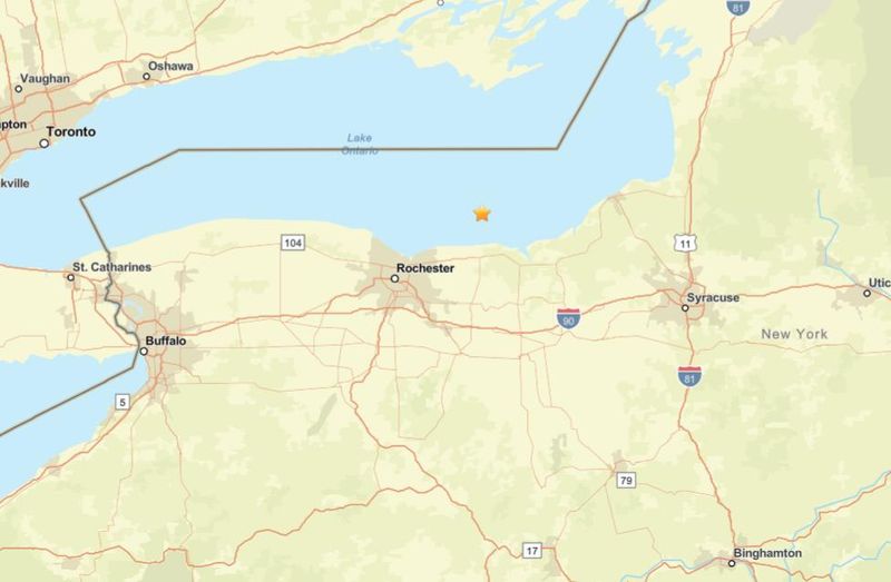 A magnitude 2.2 earthquake was registered 12 miles north of Pultneyville, NY in Lake Ontario on Oct. 22, 2025.