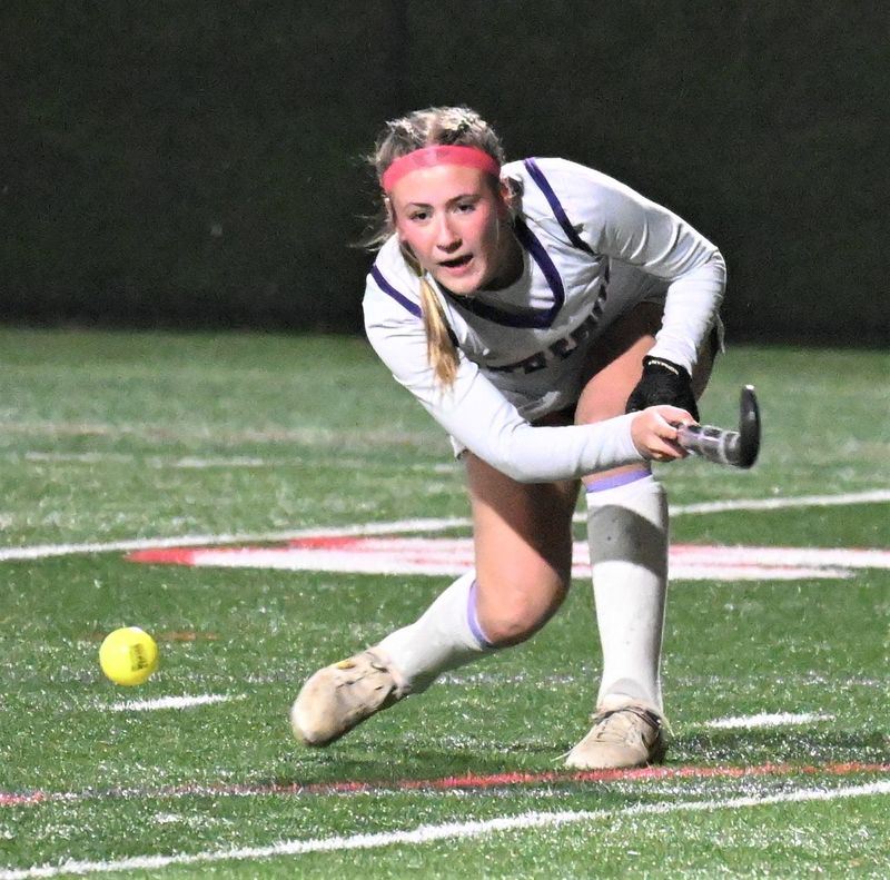 Little Falls Mountie Jayden Regan sends a pass across the field for Section III's Class D champion against Class C champion Mt. Markham/Cooperstown during a Monday, Nov. 3, 2025, state tournament qualifier at Vernon-Verona-Sherrill High School's Sheveron Stadium in Verona, New York.