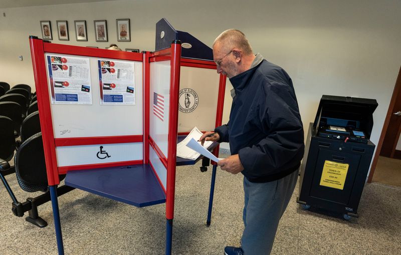 Tom Bock of Greenburgh casts his vote at Greenburgh Town Hall Nov. 4, 2025.