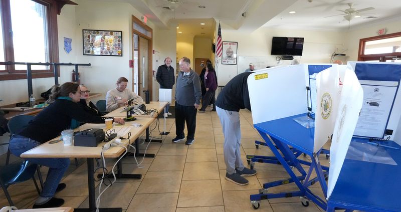 A steady stream of voters cast their ballots at the Orangetown Soccer Complex in Orangeburg Nov. 4, 2025.