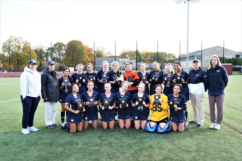 Rye Country Day players and coaches after the Wildcats topped Hackley 3-0 Monday Nov. 3 at Manhattanville University to secure RCDS's 14th New York State Association of Independent Schools field hockey championship