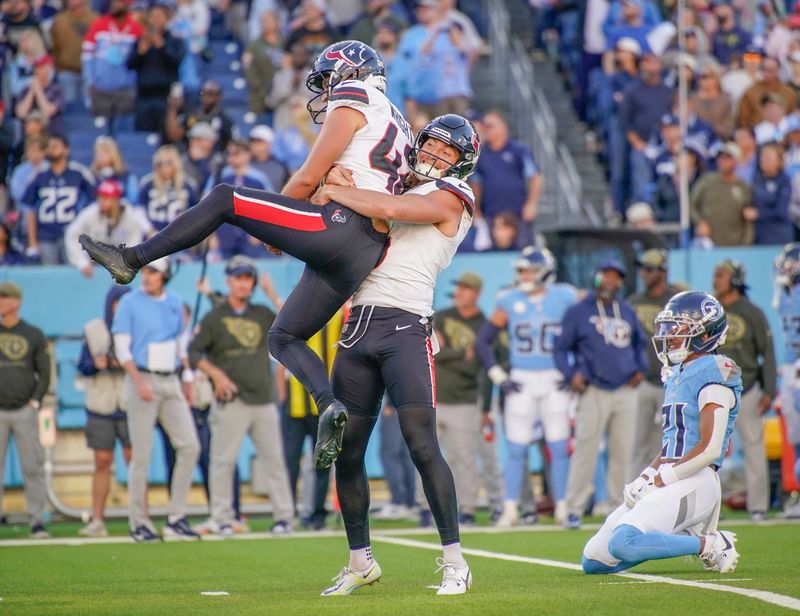 Matthew Wright kicked a game-winning field goal for the Texans on the last play of their Nov. 16 game against the Titans.