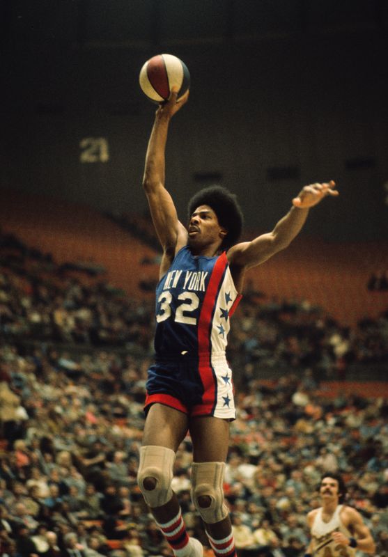 Unknown date and unknown location; USA; FILE PHOTO; New York Nets forward Julius Erving (32) during an ABA game. Mandatory Credit: Malcolm Emmons-USA TODAY Network.