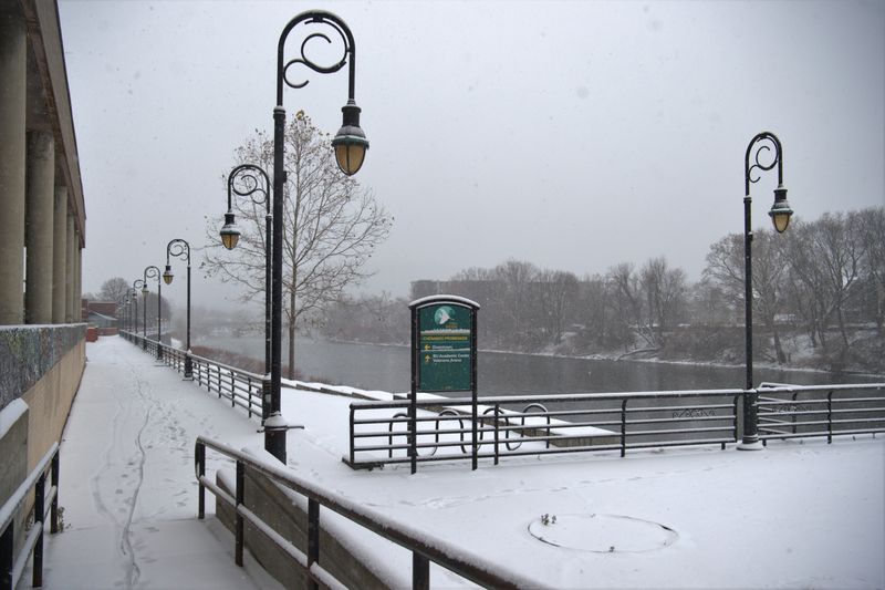 Binghamton River Walk Trail covered in snow on Dec. 2, 2025.