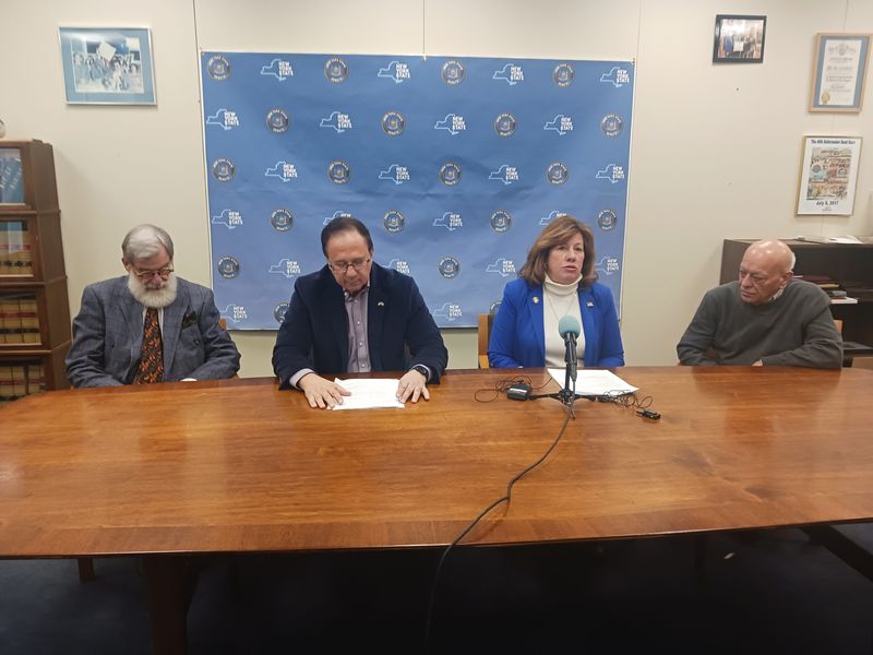 From left, Steven Kussin, MD, NYS Senator Joseph Griffo, Assemblywoman Marianne Buttenschon and Sudershan Dang, MD announce a "package of legislation" at State Office Building, Utica, Dec. 15., to recruit, retain doctors, improve quality, access to care. Cara Dolan Berry