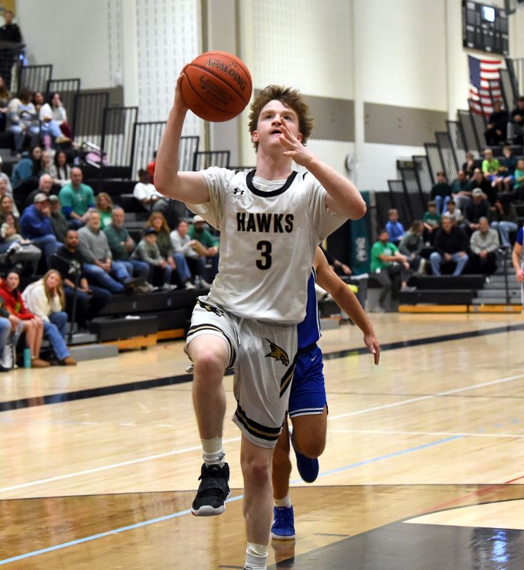 Corning's Carter Proudfoot goes up for a layup during a 92-53 win over Horseheads in a STAC West boys basketball game Jan. 9, 2026 at Corning-Painted Post High School.
