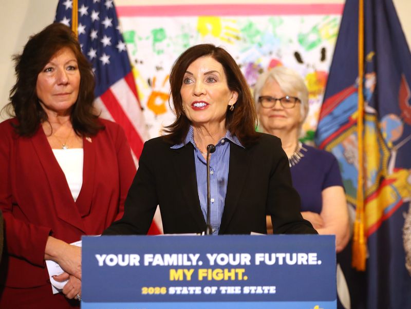 New York Governor Kathy Hochul announces a pilot program for day care at Day One Early Learning Community in the City of Poughkeepsie on January 14, 2026. The pilot program plans to expand day care for children under the age of 5 in Broome, Dutchess and Monroe Counties.