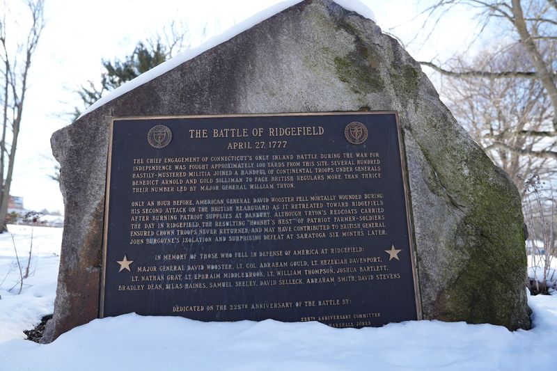 The Battle of Ridgefield monument in Ballard Park in Ridgefield Ct. Jan. 22, 2026.