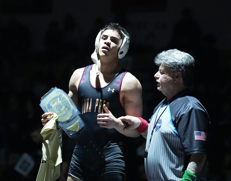 George Johnson from Iona Prep defeats Luke Ryan from Fox Lane in the 165-pound finals at the Westchester County Wrestling Championships at Sleepy Hollow High School in Sleepy Hollow on Saturday, January 24, 2026.