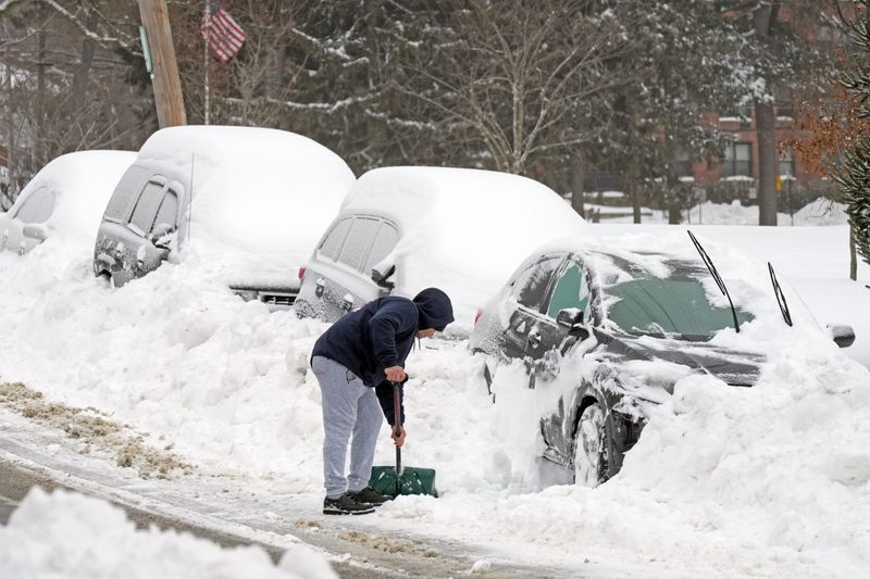 A man digs his car out in Ossining Jan. 26, 2026 after yesterday's snowstorm brought over a foot of snow to the New York City and Lower Hudson Valley region.