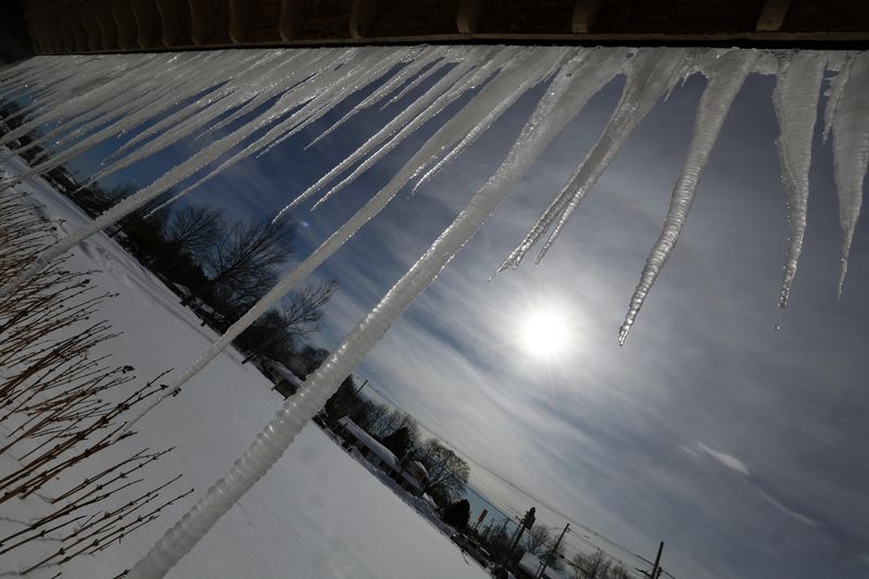 Icicles hanging from the D.W. Field Golf Course clubhouse on Tuesday, Jan. 27, 2026.