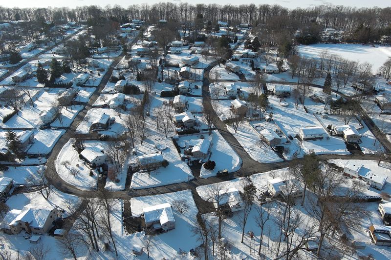 Drone images of snow covered neighborhoods in Congers on Thursday, January 29, 2026.