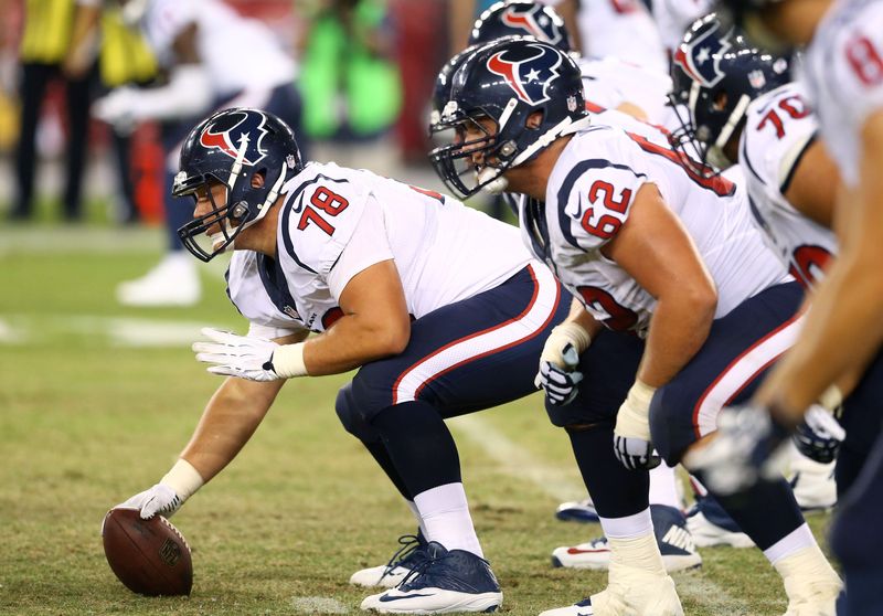 Aug 9, 2014; Glendale, AZ, USA; Houston Texans center James Ferentz (78) against the Arizona Cardinals during a preseason game at University of Phoenix Stadium. Mandatory Credit: Mark J. Rebilas-USA TODAY Sports