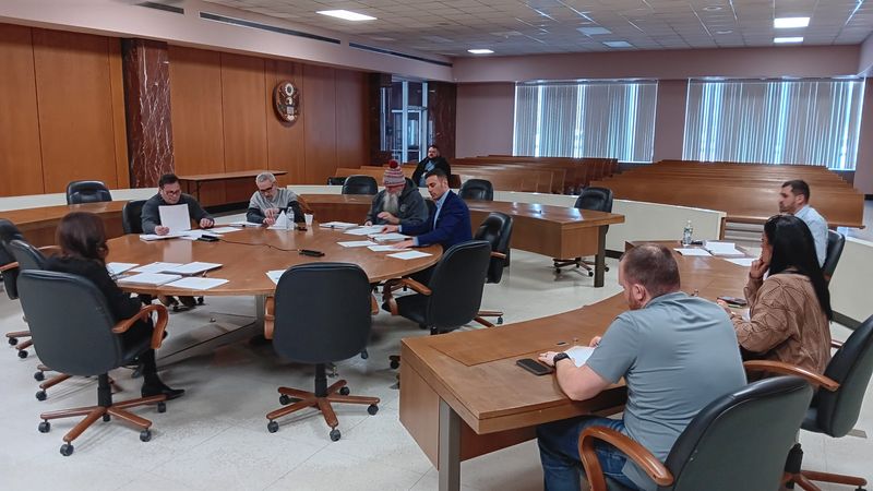 Members of the Utica Common Council meet with Mayor Michael Galime to discuss the budget.