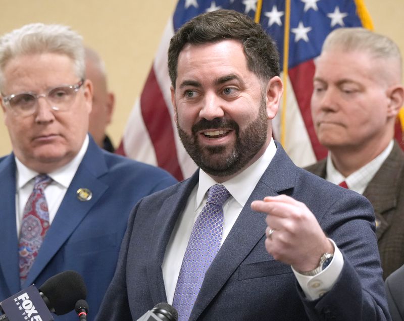 Congressman Mike Lawler, speaks at a press conference at Clarkstown Town Hall in New City Feb. 2, 2026. He was speaking against a proposed law limiting ICE actions in Rockland County brought forward by Democrats in the County Legislature.