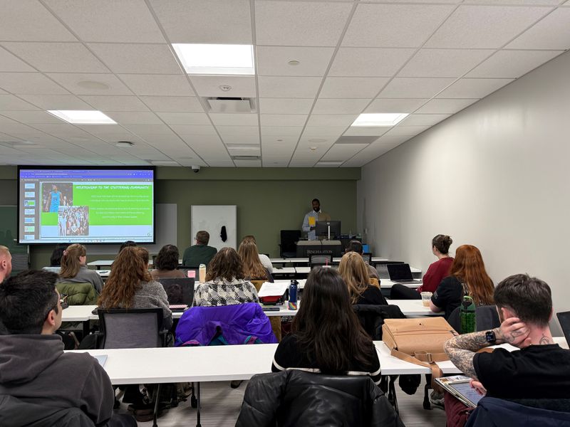 Stuttering advocate and former NBA player Michael Kidd-Gilchrist visited Binghamton University students from the Speech, Language and Pathology program on Feb. 3, 2026 to discuss his journey and the impact advocacy can have on the stuttering community.