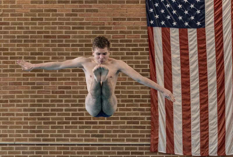 Jonas Balcetis of Horace Greeley competes in the Section 1 Diving championships at White Plains High School Feb. 5, 2026.
