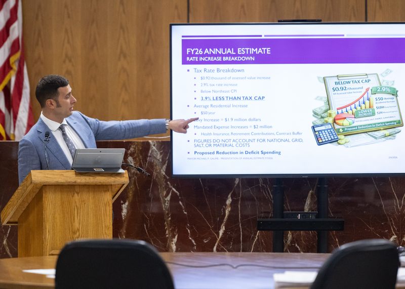 City of Utica Mayor Michael Galime presents his budget proposal at City Hall on Friday, February 6, 2026.
