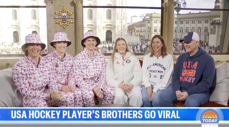 The Winn family, from left, Ryan, Tommy, Casey, Haley, Janet and Mike, appeared on NBC's Today Show on Feb. 11 to chat about the Olympics.