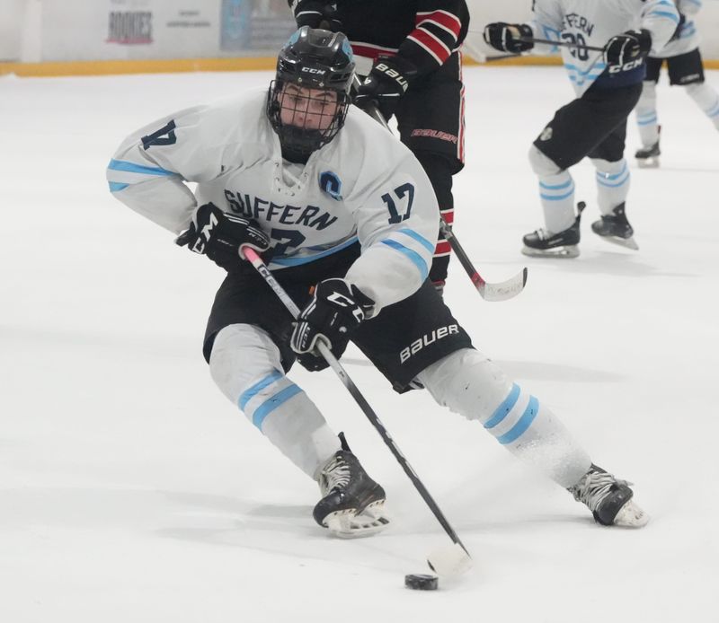Suffern's Sean Tyrrell during a game with Rye at Sport-O-Rama Feb. 13, 2026. Rye won 5-4.
