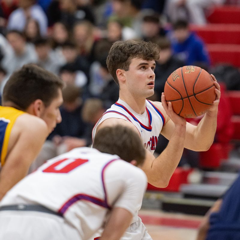 New Hartford’s Samuel Beaton shoots a free-throw at New Hartford Senior High School on Friday, February 13, 2026.
