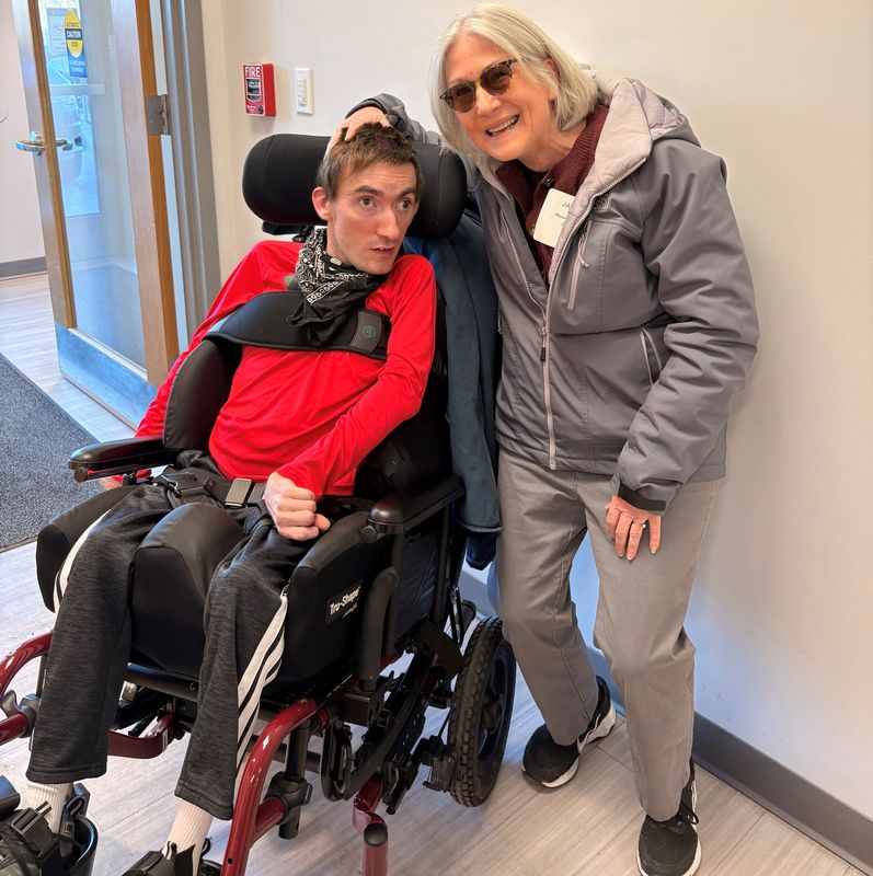 Maureen Grover, right, with her son, Stephen, who receives services through Jawonio in New City. Grover spoke at a Feb. 13, 2026 meeting with state legislators at Jawonio and advocated for a pay increase for direct-care workers in the upcoming New York budget.