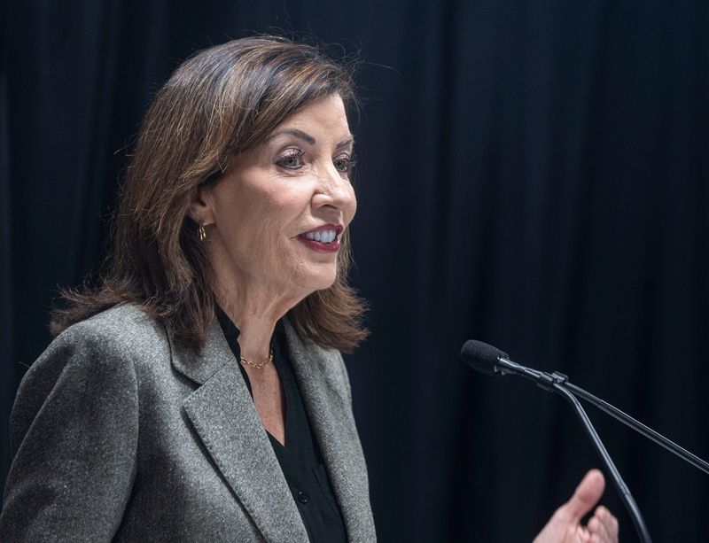 New York Gov, Kathy Hochul speaks at the Remington Boys and Girls Club of New Rochelle Feb. 18, 2026 where she announced that the state would contribute $16 million to the LINC, New Rochelle's project to transform Memorial Highway from a six-lane thoroughfare into a local street and linear park. The LINC will reconnect the historically Black Lincoln Park neighborhood that was split apart due to the construction of Memorial Highway.