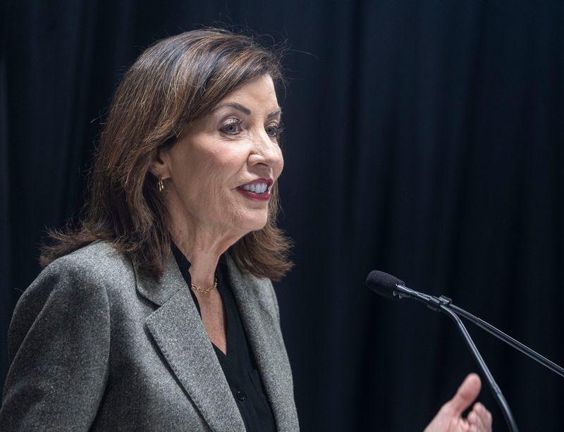 New York Gov, Kathy Hochul speaks at the Remington Boys and Girls Club of New Rochelle Feb. 18, 2026, when she announced that the state would contribute $16 million to the LINC, New Rochelle's project to transform Memorial Highway from a six-lane thoroughfare into a local street and linear park. The LINC will reconnect the historically Black Lincoln Park neighborhood that was split apart due to the construction of Memorial Highway.