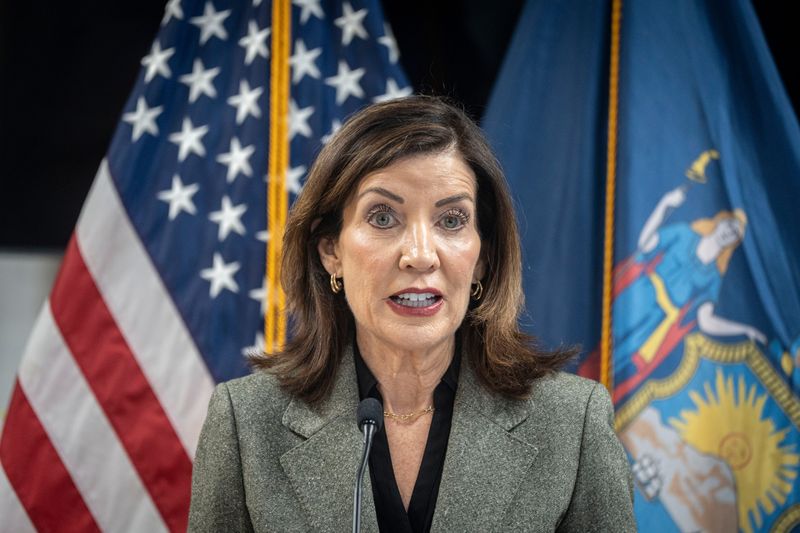 New York Gov, Kathy Hochul speaks to the media at the Remington Boys and Girls Club of New Rochelle Feb. 18, 2026 after she announced that the state would contribute $16 million to the LINC, New Rochelle's project to transform Memorial Highway from a six-lane thoroughfare into a local street and linear park. The LINC will reconnect the historically Black Lincoln Park neighborhood that was split apart due to the construction of Memorial Highway.