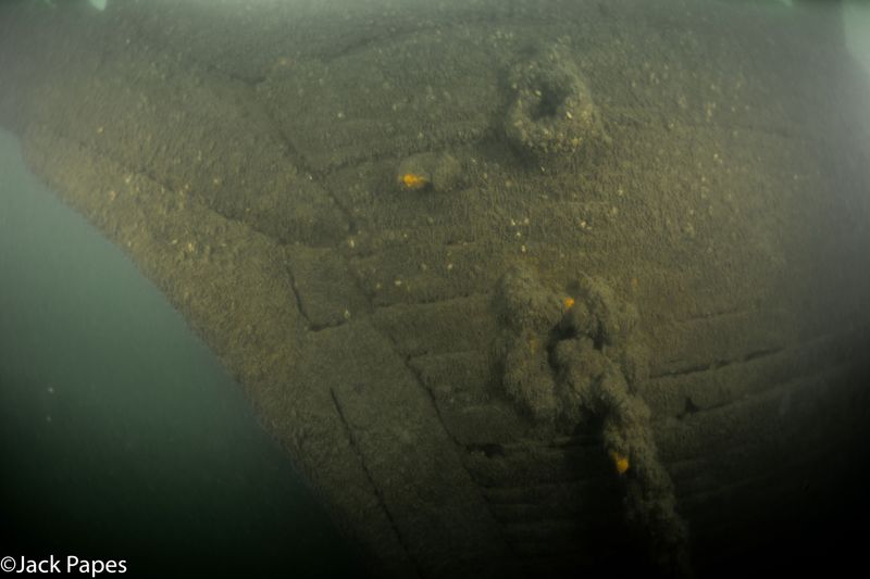 A view of the bow of the shipwreck of the Clough, which sank in Lake Erie in 1868.