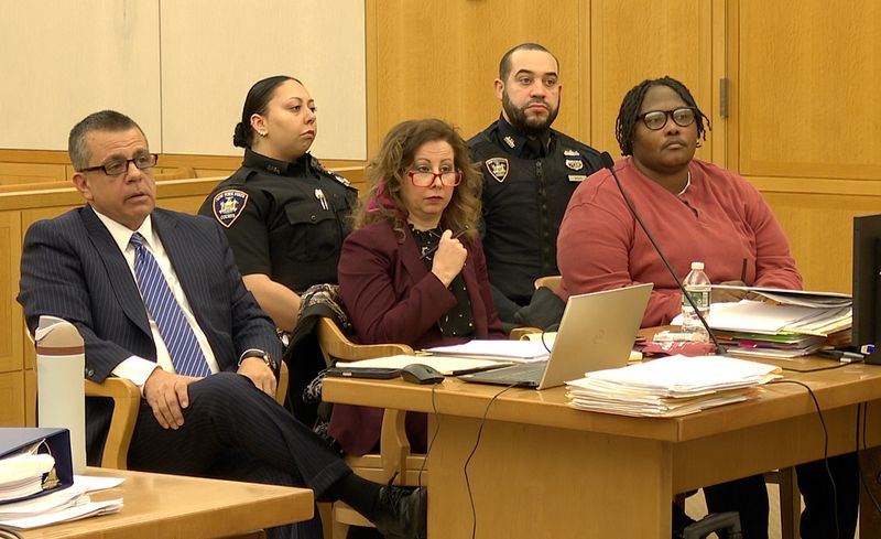 Defendant Kenya Tilford, right, with defense lawyer Rachel Filasto and Anthony Mattesi during opening statements of her murder trial at Westchester County Courthouse Feb. 25, 2026.