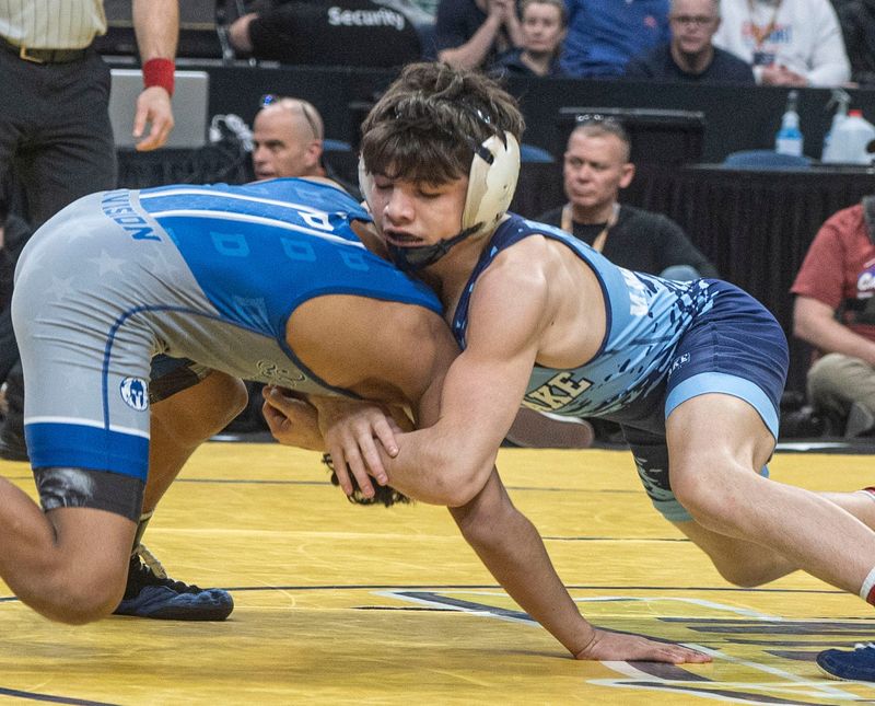 Marcarlo Mannello of Westlake defeated Ayden Delgado of Division to win the Division 1, 103 pound championship match at the New York State wrestling championships at the MVP Arena in Albany Feb. 28, 2026.