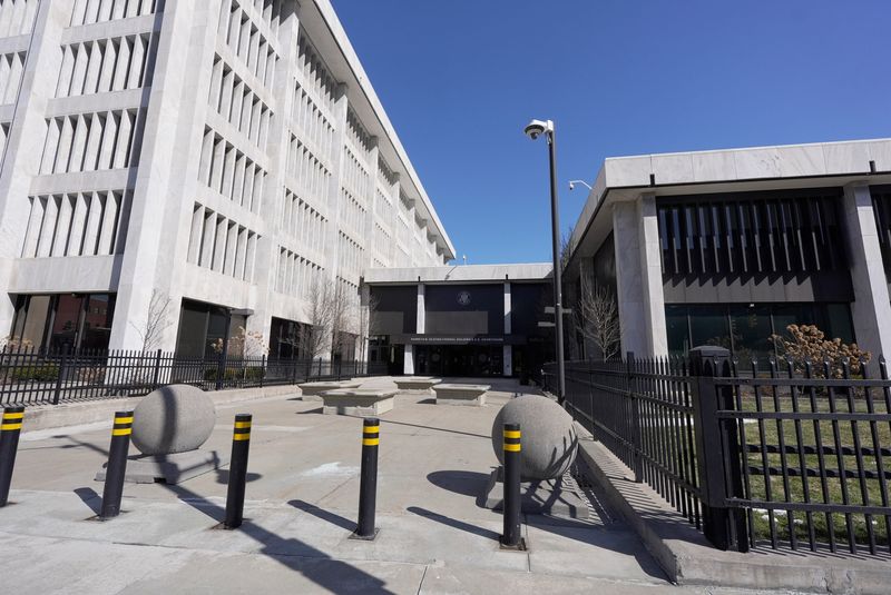 The Kenneth B. Keating Federal Building is located on State Street in Rochester on March 2, 2026. Federal Protection Service police vehicles were parked on site. They are a part of the Department of Homeland Security. There is a proposal to put an immigration detention center in the federal building.