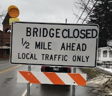 A bridge closed sign.