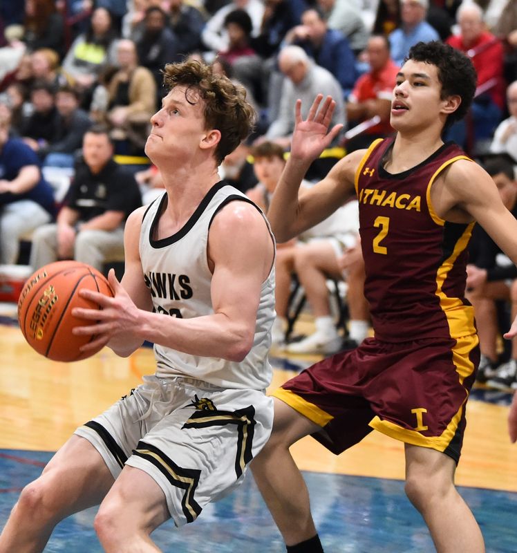 Corning defeated Ithaca, 90-68, in the Section 4 Class AAA boys basketball championship game March 6, 2026 at Watkins Glen High School.
