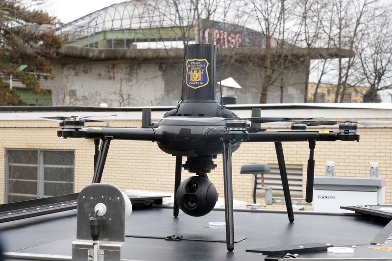 Yonkers unveils one of two new city drones as a first responder on the roof of the Department of Parks and Recreation in Yonkers March 13, 2026.