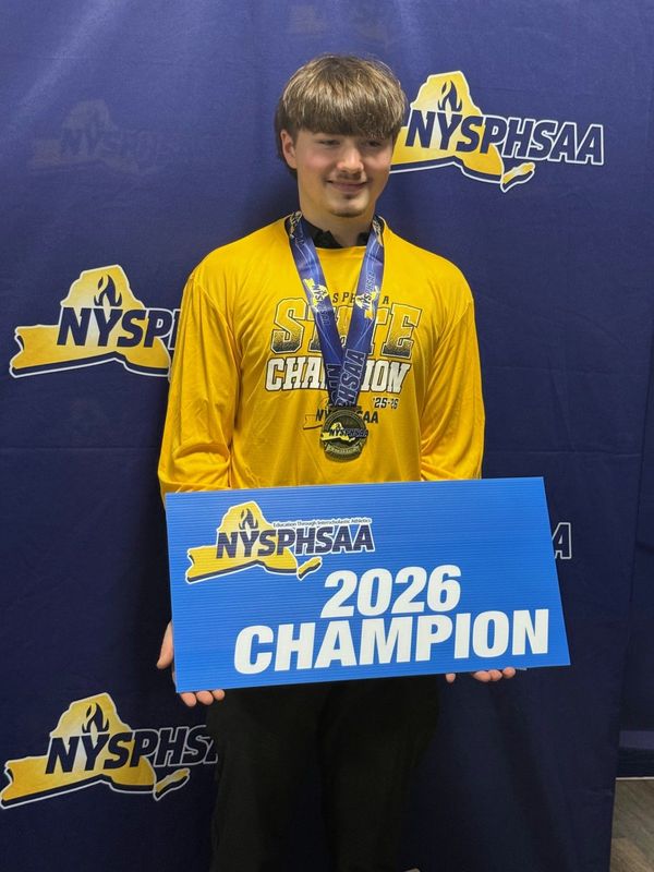 Horseheads' Cayden Bowman won the Division 1 boys individual title with a score of 1438 at the NYSPHSAA bowling championships March 14, 2026 at AMF Syracuse Lanes.