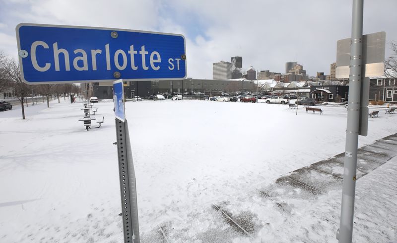 The empty lot at 125 Charlotte St in downtown Rochester that is being eyed for development by the city, seen Tuesday, March 17, 2026.