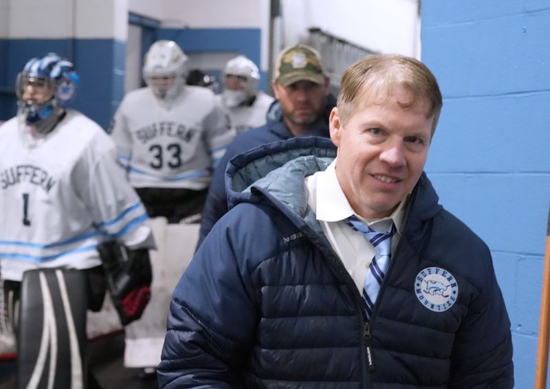 Suffern hockey head coach Rob Schelling during a game at Sport-O-Rama Jan. 28, 2026. Suffern beat Rivertown 7-2.