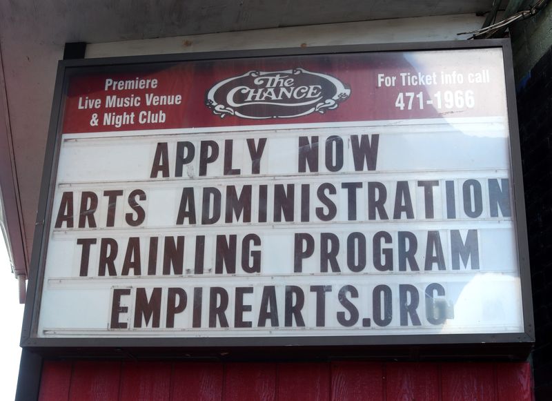 The marquee outside the Chance Teather, home of the Empire Training Center for the Arts on March 17, 2026.