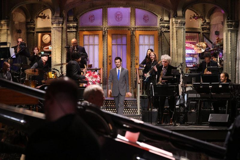 "SNL" host Harry Styles gives the opening monologue during the Saturday, March 14 episode.