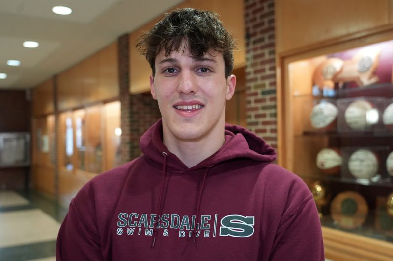 Scarsdale senior Avi Stahl, the Westchester/Putnam Boys swimmer of the year, at Scarsdale High School March 19, 2026.