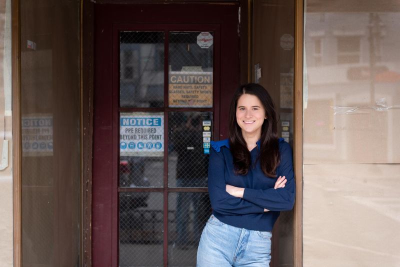 Westchester native Kate Bolger outside The Village Confectionary in Sleepy Hollow. The old-fashioned candy shop is set to open in June.