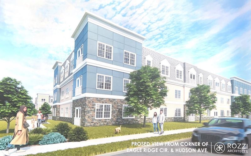 A rendering of the Hudson Avenue-facing apartment building proposed for Irondequoit. The complex would total 93 units and be located south of Eagle Ridge Circle.
