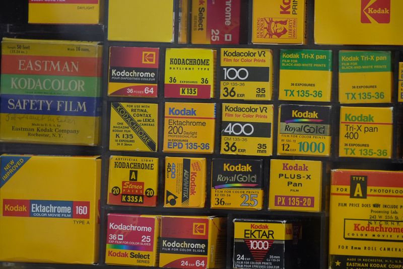 Current and past rolls of film made by Kodak sit in a storage room at the George Eastman Museum in Rochester on March 10, 2026. The museum keeps a collection of film and cameras Eastman Kodak produced. Kodakcrhome was introduced in 1935 and became the world's first commercially successful color film.