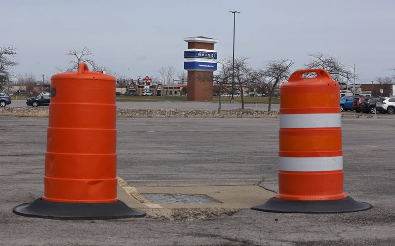 Looking northwards, towards the large Marketplace Mall sign along Jefferson Rd in Henrietta Tuesday, March 24, 2026.