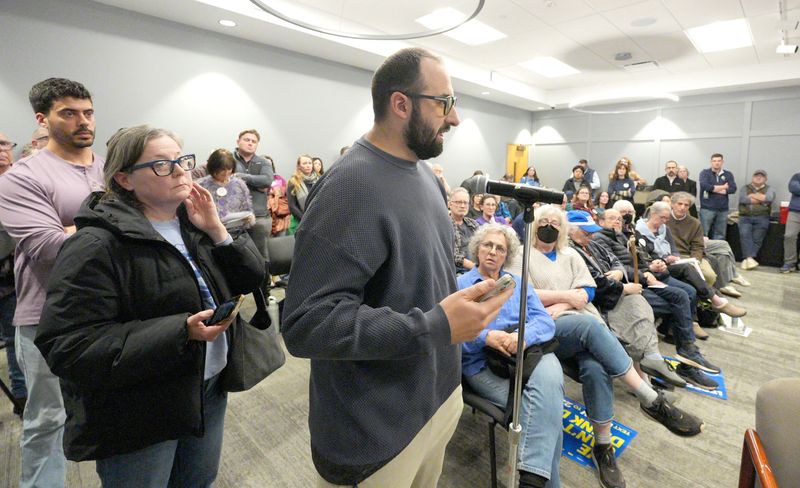 Jacob Rosen speaks before the Orangetown planning board in opposition to the planned DataBank data center expansion during a meeting at town hall March 25, 2026.