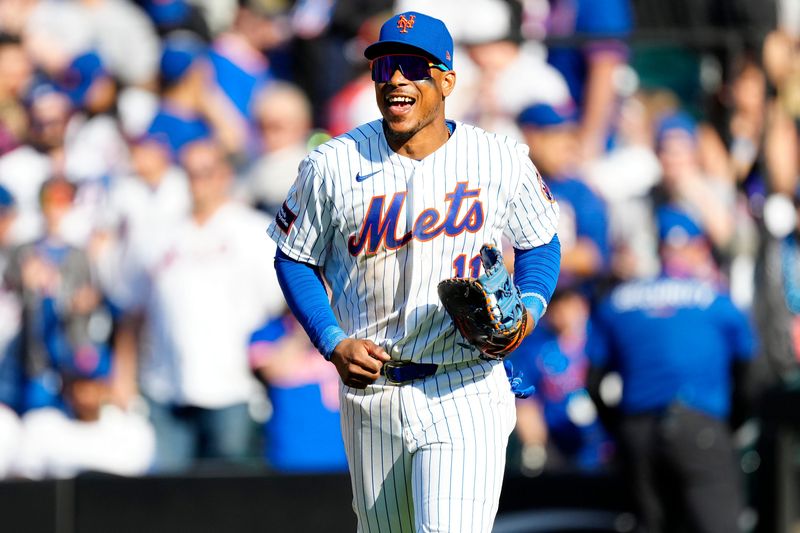 New York Mets second baseman Jorge Polanco (11) is shown after the last out was made against the Pittsburgh Pirates, Thursday, March 26, 2026.