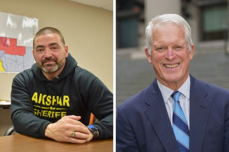 Democrat Matt Ryan, right, will be challenging Broome County Sheriff Fred Akshar in the 2026 election. Sarah Eames/Binghamton Press & Sun-Bulletin, Photo Provided by Matthew Ryan