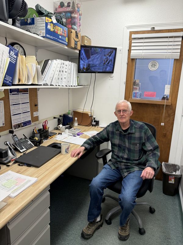 Painted Post Village Mayor Ralph Foster outlines village goals for his upcoming four-year term at his Painted Post office.